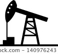 Oil pump jack icon black silhouette isolated on white background. Petroleum industry drilling rig sign, fossil fuel production or energy resources vector symbol 140976243