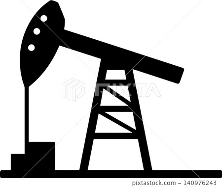 Oil pump jack icon black silhouette isolated on white background. Petroleum industry drilling rig sign, fossil fuel production or energy resources vector symbol Oil pump jack icon black silhouette isolated on white background. Petroleum industry drilling rig sign, fossil fuel production or energy resources vector symbol 140976243