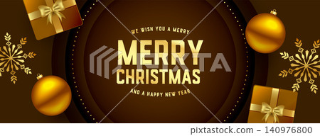 realistic merry christmas event banner with xmas elements realistic merry christmas event banner with xmas elements 140976800
