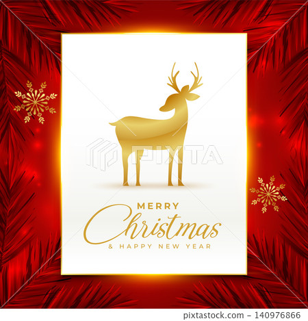 elegant merry christmas invitation card with golden reindeer design vector illustration elegant merry christmas invitation card with golden reindeer design vector illustration 140976866