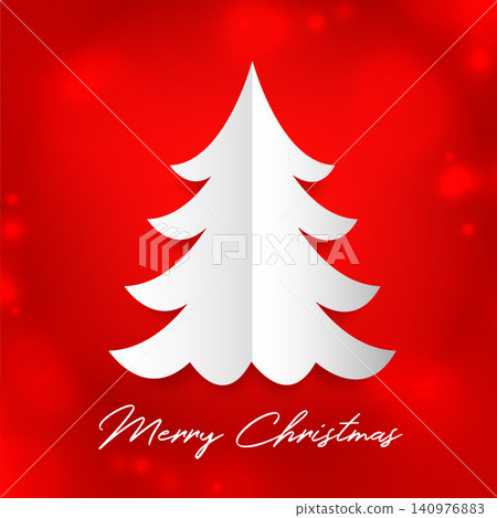 paper style merry christmas holiday background with pine tree concept paper style merry christmas holiday background with pine tree concept 140976883