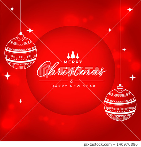 merry christmas and  new year event card with hanging ball 140976886