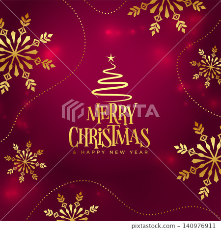happy xmas festive background with golden snowflake design vector illustration happy xmas festive background with golden snowflake design vector illustration 140976911