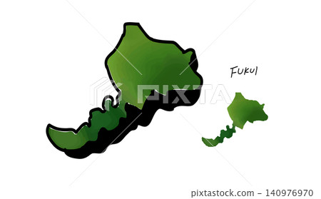 福井縣漸層地圖的手繪向量插圖。 福井縣漸層地圖的手繪向量插圖。 140976970