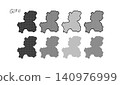 A hand-drawn vector illustration of a simple patterned map of Gifu Prefecture. 140976999