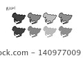 A hand-drawn vector illustration of a simple patterned map of Aichi Prefecture. 140977009