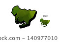 A hand-drawn vector illustration of a gradient-colored map of Aichi Prefecture. 140977010