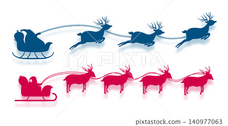 set of santa claus with sleigh and reindeer for christmas design vector illustration 140977063