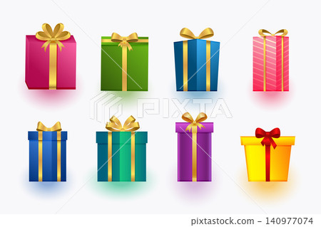 collection of realistic present gift boxes for chrismtas or birthday 140977074