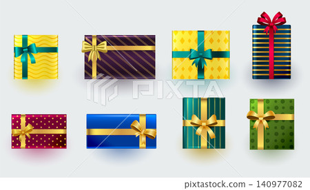 collection of realistic gift box design for christmas celebration collection of realistic gift box design for christmas celebration 140977082