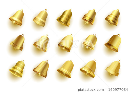 collection of golden jingle bell icons for christmas decoration design vector illustration collection of golden jingle bell icons for christmas decoration design vector illustration 140977084