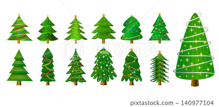set of green christmas tree elements for xmas decoration design set of green christmas tree elements for xmas decoration design 140977104