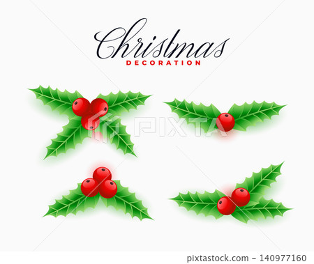 set of four christmas ilex leaves design for xmas decoration 140977160