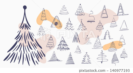 hand drawn christmas tree elements design in set vector illustration hand drawn christmas tree elements design in set vector illustration 140977193