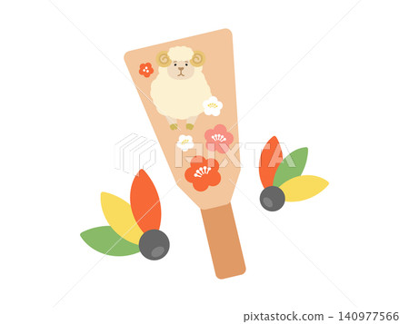 Hagoita and shuttlecock illustration Hagoita and shuttlecock illustration 140977566