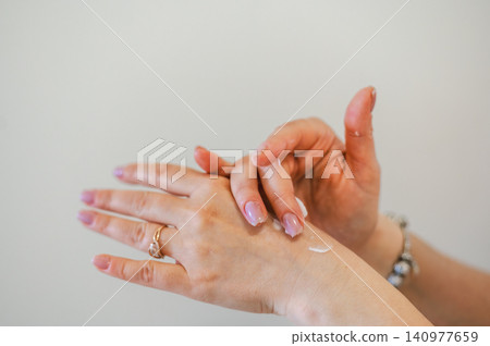 Hand Skincare and Light Manicure Close-Up Hand Skincare and Light Manicure Close-Up 140977659