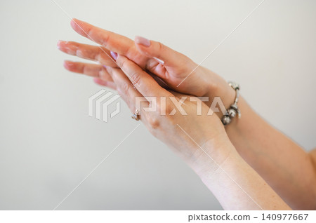 Hand Skincare and Light Manicure Close-Up Hand Skincare and Light Manicure Close-Up 140977667