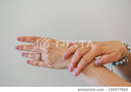 Hand Skincare and Light Manicure Close-Up Hand Skincare and Light Manicure Close-Up 140977668