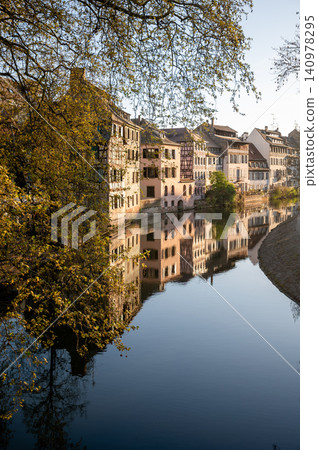 Strasbourg Canal Morning Reflections Pastel Facades Strasbourg Canal Morning Reflections Pastel Facades 140978295