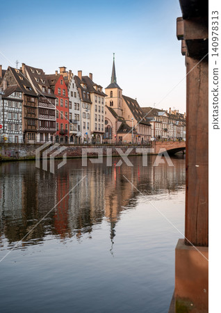 Vertical Riverside Perspective Timbered Houses Columns Vertical Riverside Perspective Timbered Houses Columns 140978313