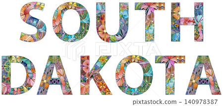 Words South Dakota. Vector object for decoration Words South Dakota. Vector object for decoration 140978387