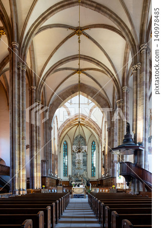 Grand Vaulted Nave Showing Distant Altar Stone Columns Grand Vaulted Nave Showing Distant Altar Stone Columns 140978485