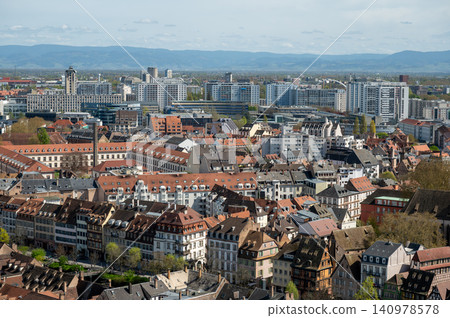 Aerial Strasbourg Mixed Skyline Modern and Historic Aerial Strasbourg Mixed Skyline Modern and Historic 140978578
