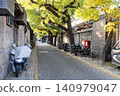 Hutong in Beijing, China with golden leaves drape over quiet alleyway 140979047