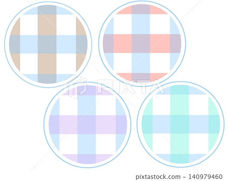 Pastel-colored gingham check pattern round icon frame set Pastel-colored gingham check pattern round icon frame set 140979460
