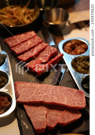 Premium Wagyu Beef Slices with Accompaniments Premium Wagyu Beef Slices with Accompaniments 140979920