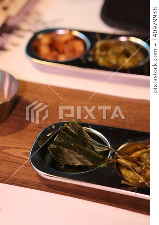 Indian Street Food Plated on Wooden Tray Indian Street Food Plated on Wooden Tray 140979938