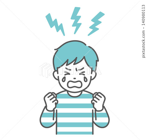 An illustration of a boy having a tantrum and crying loudly. An illustration of a boy having a tantrum and crying loudly. 140980113