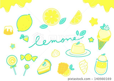 Cute lemon illustration set Cute lemon illustration set 140980169