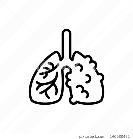 Emphysema in lungs, chronic respiratory illness. Chronic Obstructive Pulmonary Disease (COPD). Thin line icon. Healthcare vector illustration. Emphysema in lungs, chronic respiratory illness. Chronic Obstructive Pulmonary Disease (COPD). Thin line icon. Healthcare vector illustration. 140980421