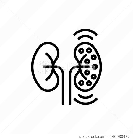 Kidney damage, Chronic Kidney Disease thin line icon. Healthcare vector illustration. Kidney damage, Chronic Kidney Disease thin line icon. Healthcare vector illustration. 140980422