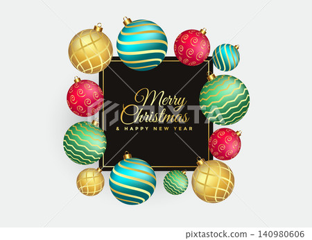 elegant merry christmas background with balls decoration elegant merry christmas background with balls decoration 140980606
