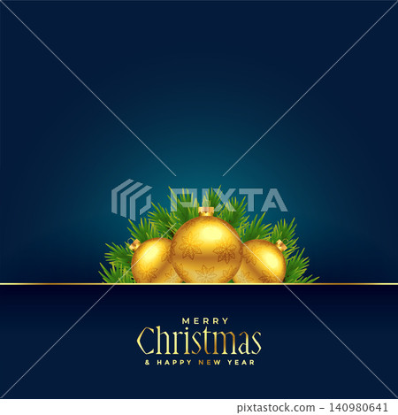 beautiful merry christmas golden balls greeting with text space beautiful merry christmas golden balls greeting with text space 140980641