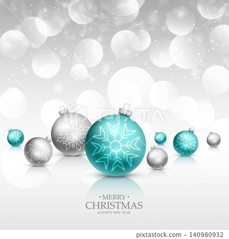 christmas celebration greeting card with realistic xmas balls and bokeh efect christmas celebration greeting card with realistic xmas balls and bokeh efect 140980932