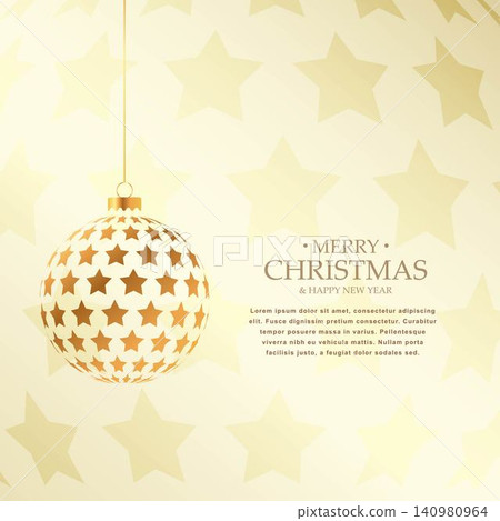 beautiful golden christmas balls design holiday greeting 140980964