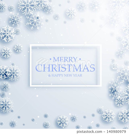 stylish merry christmas greeting card design with white snowflakes stylish merry christmas greeting card design with white snowflakes 140980979