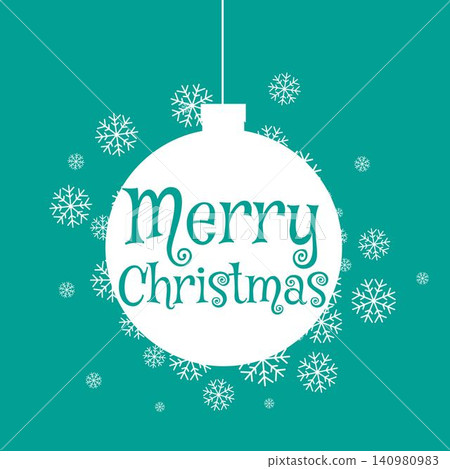 flat merry christmas ball with snowflakes flat merry christmas ball with snowflakes 140980983