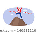 Businessman champion winner finish line, Finish victory achievement,Finish mountain speed strength leader vector 140981110