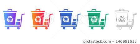 Recycling Waste Cart Icons Recycling Waste Cart Icons 140981613