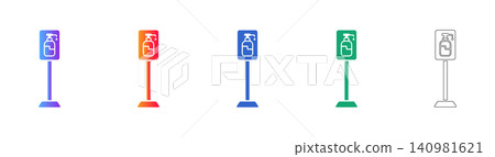 Wall Mounted Hand Sanitizer Icon Set Wall Mounted Hand Sanitizer Icon Set 140981621
