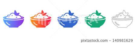 Bowl of Porridge or Cereal Icon Vector Set Bowl of Porridge or Cereal Icon Vector Set 140981629