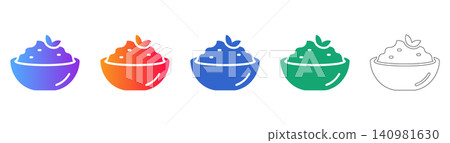 Healthy Smoothie or Porridge Bowl Icon Set Healthy Smoothie or Porridge Bowl Icon Set 140981630