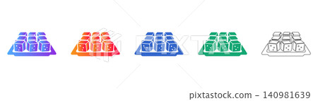 Set of Five Tofu Block Icons Set of Five Tofu Block Icons 140981639