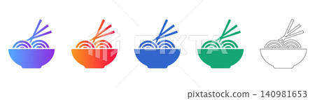 Noodle Bowl with Chopsticks Icons Noodle Bowl with Chopsticks Icons 140981653
