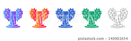 Waterfall with Foliage Icons Waterfall with Foliage Icons 140981654