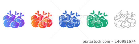 Set of Five Fried Tempura Shrimp Icons Set of Five Fried Tempura Shrimp Icons 140981674